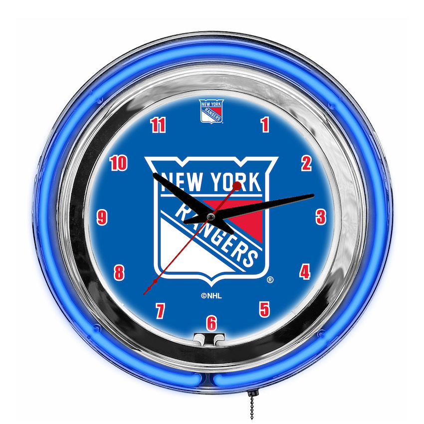 New York Rangers Chrome NEON Clock 14 inch