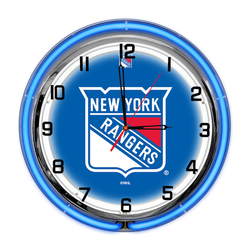 New York Rangers Chrome NEON Clock 18 inch