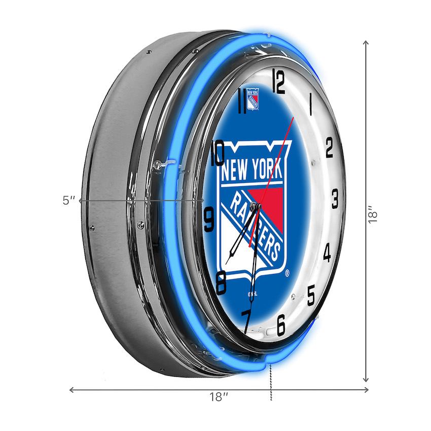 New York Rangers Chrome NEON Clock 18 inch