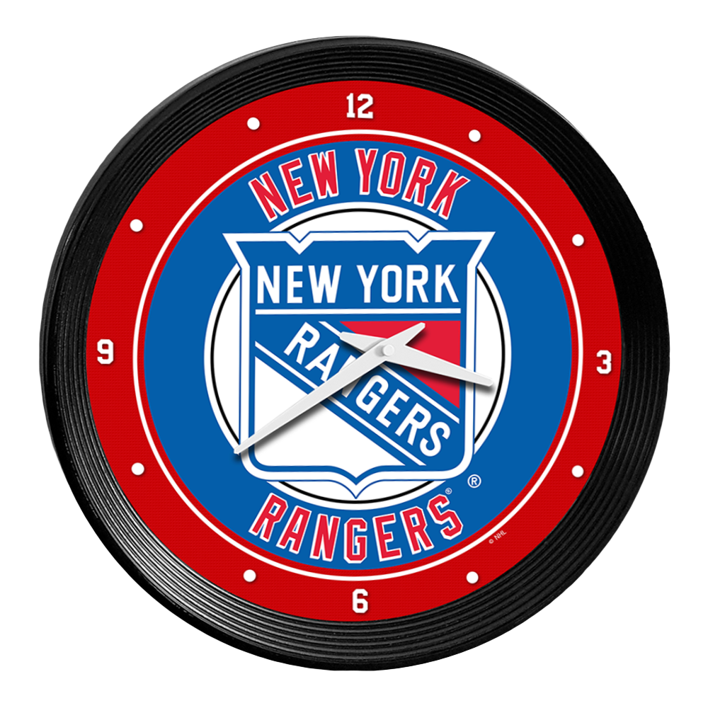 New York Rangers Ribbed Frame Wall Clock