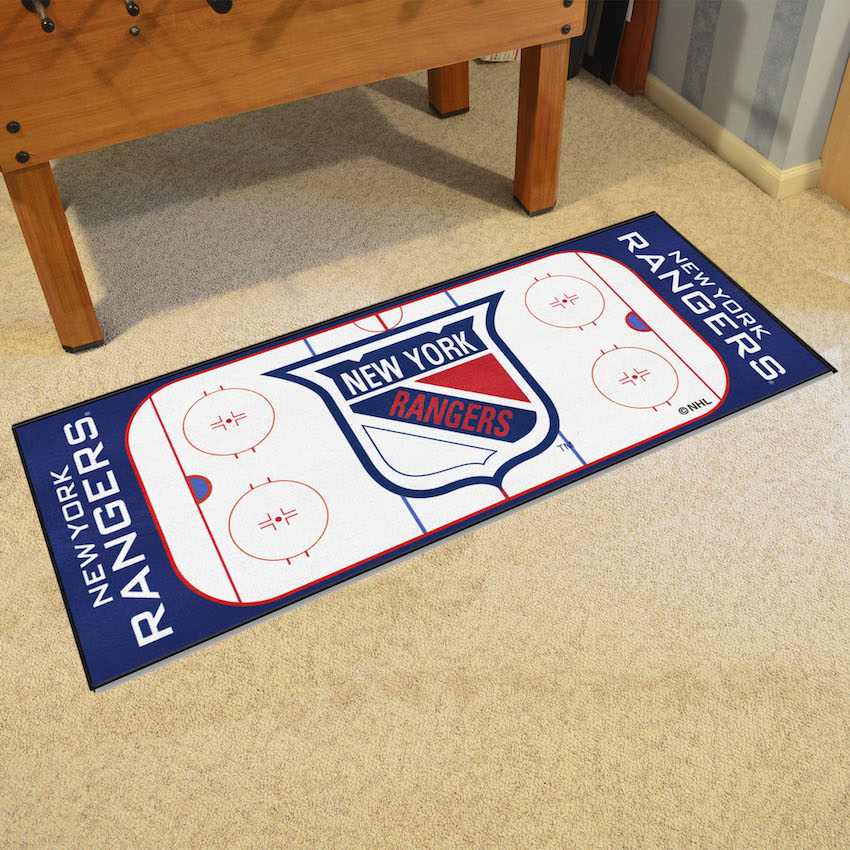 New York Rangers Vintage 30 x 72 Hockey Rink Carpet Runner - Throwback Logo