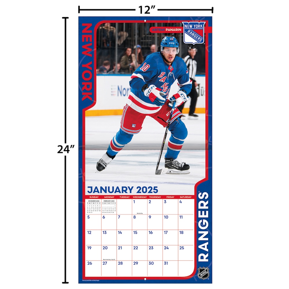 New York Rangers 2025 NHL Mini Wall Calendar