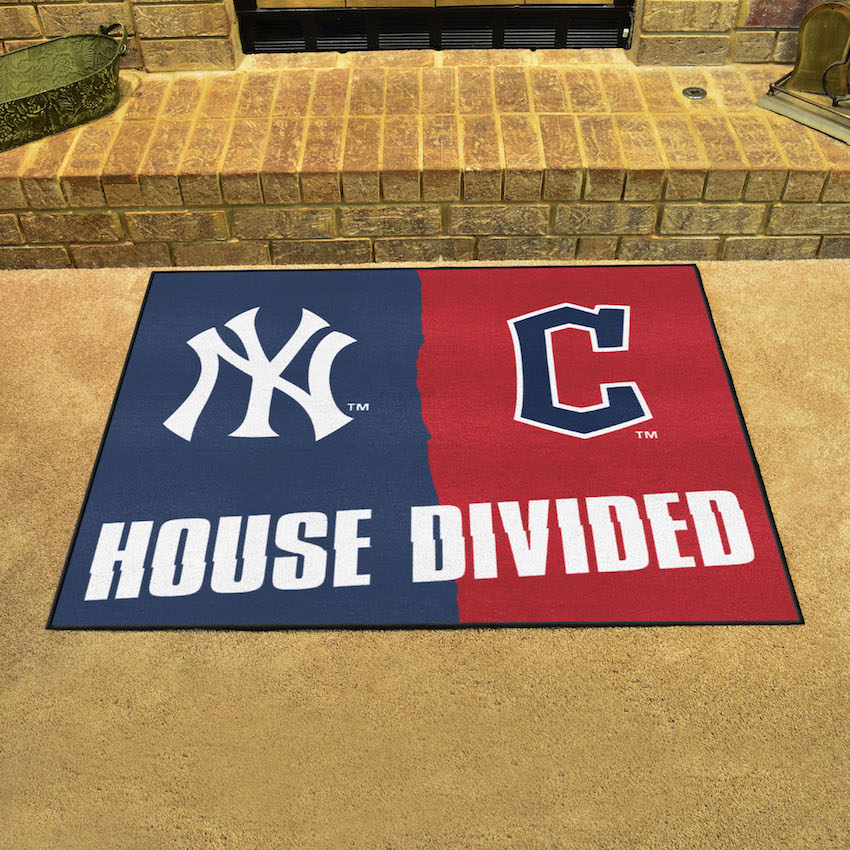 MLB House Divided Rivalry Rug New York Yankees - Cleveland Guardians
