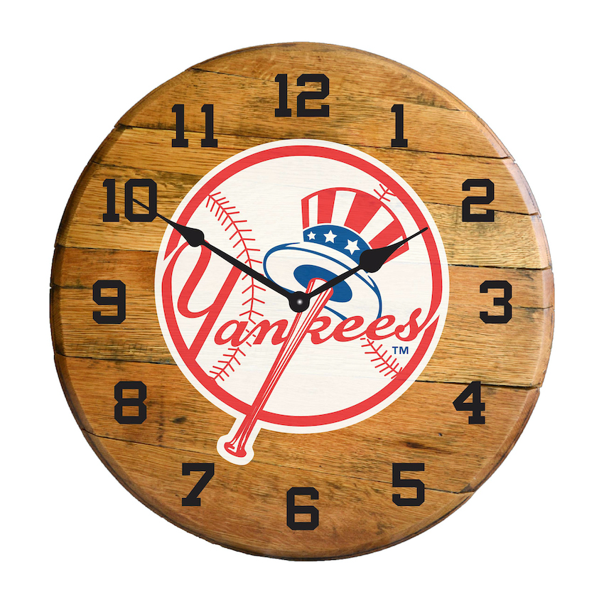 New York Yankees Oak Barrel Clock