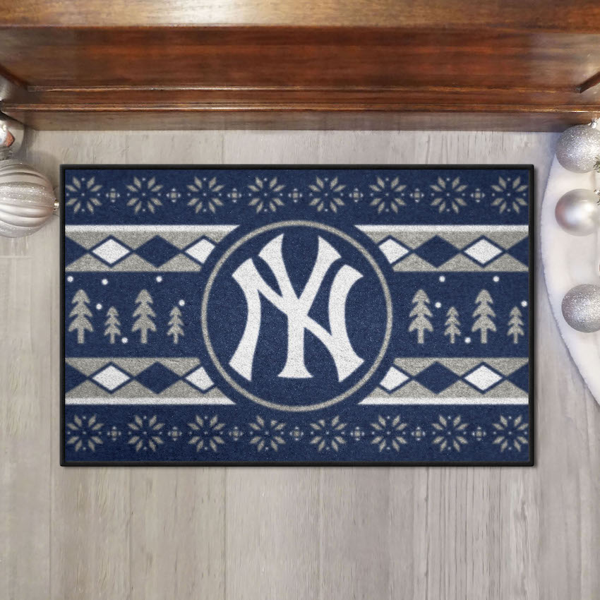 New York Yankees Holiday Sweater Themed 20 x 30 STARTER Floor Mat