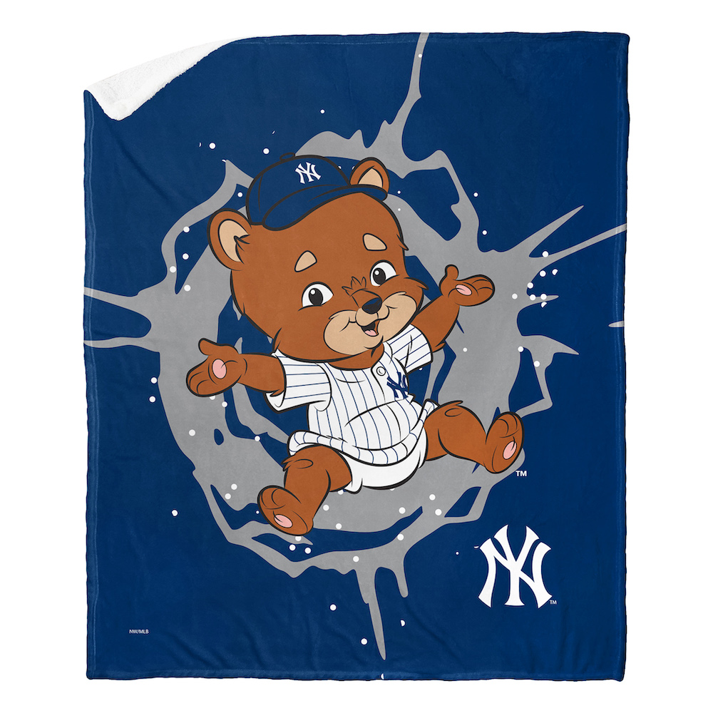 New York Yankees MASCOT Silk Sherpa Throw Blanket