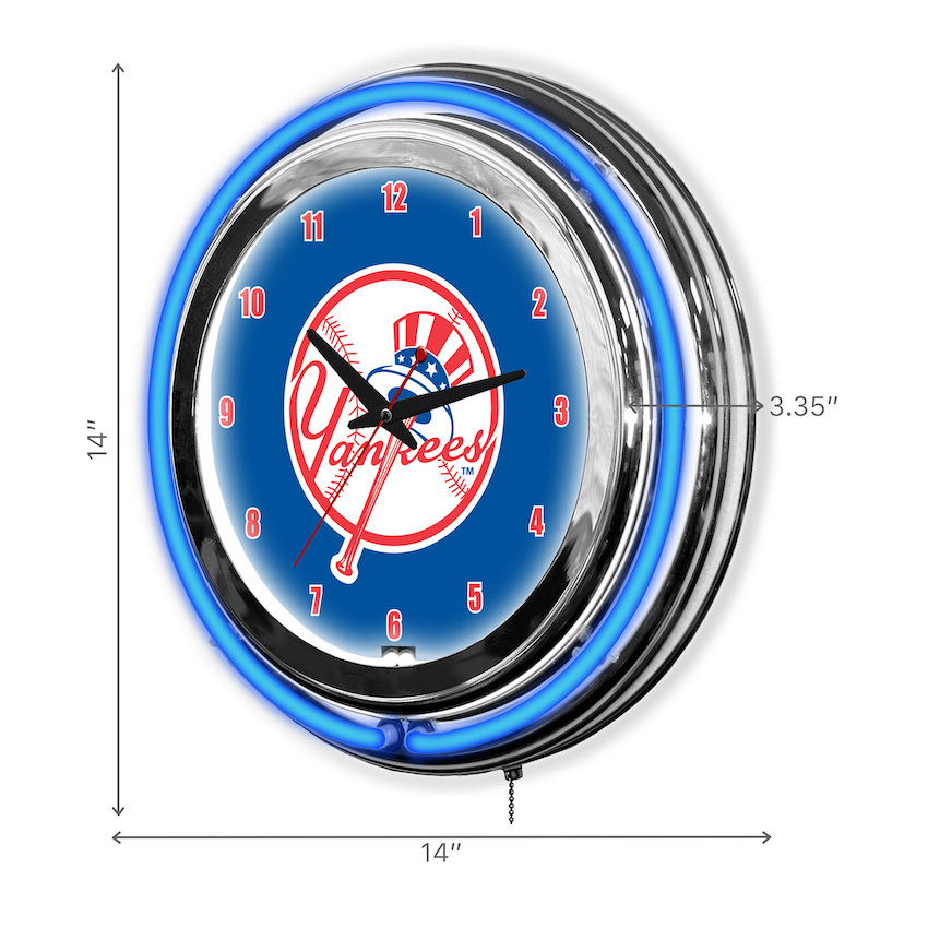 New York Yankees Chrome NEON Clock 14 inch