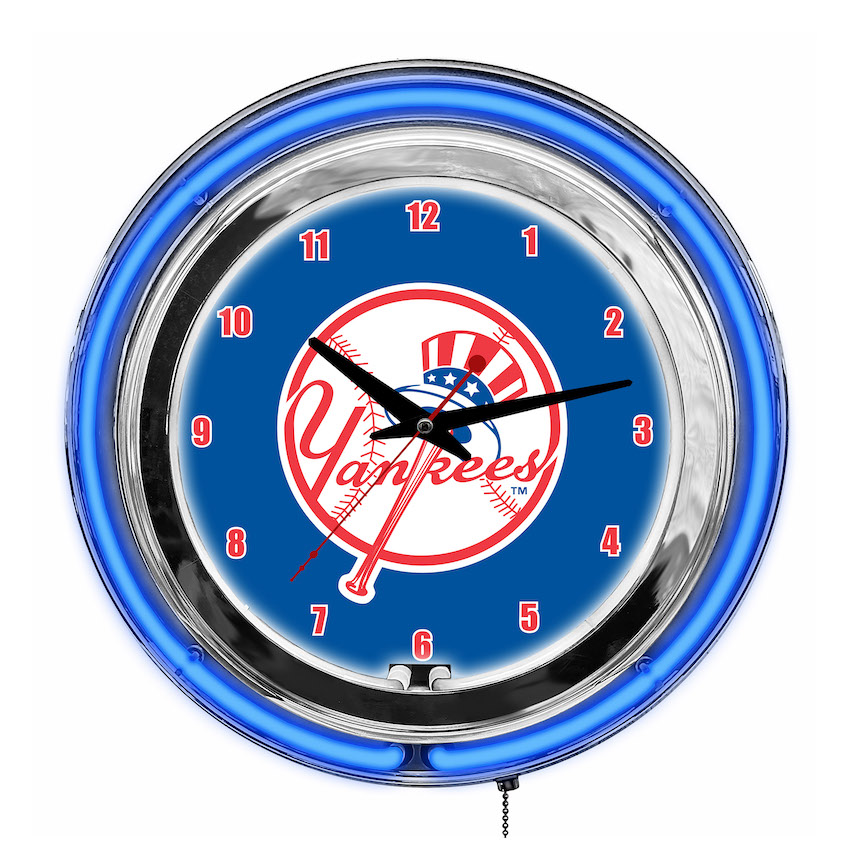 New York Yankees Chrome NEON Clock 14 inch