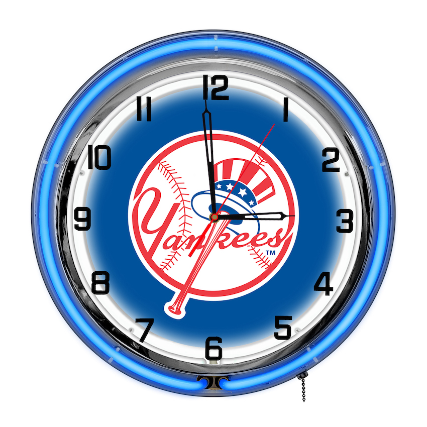 New York Yankees Chrome NEON Clock 18 inch