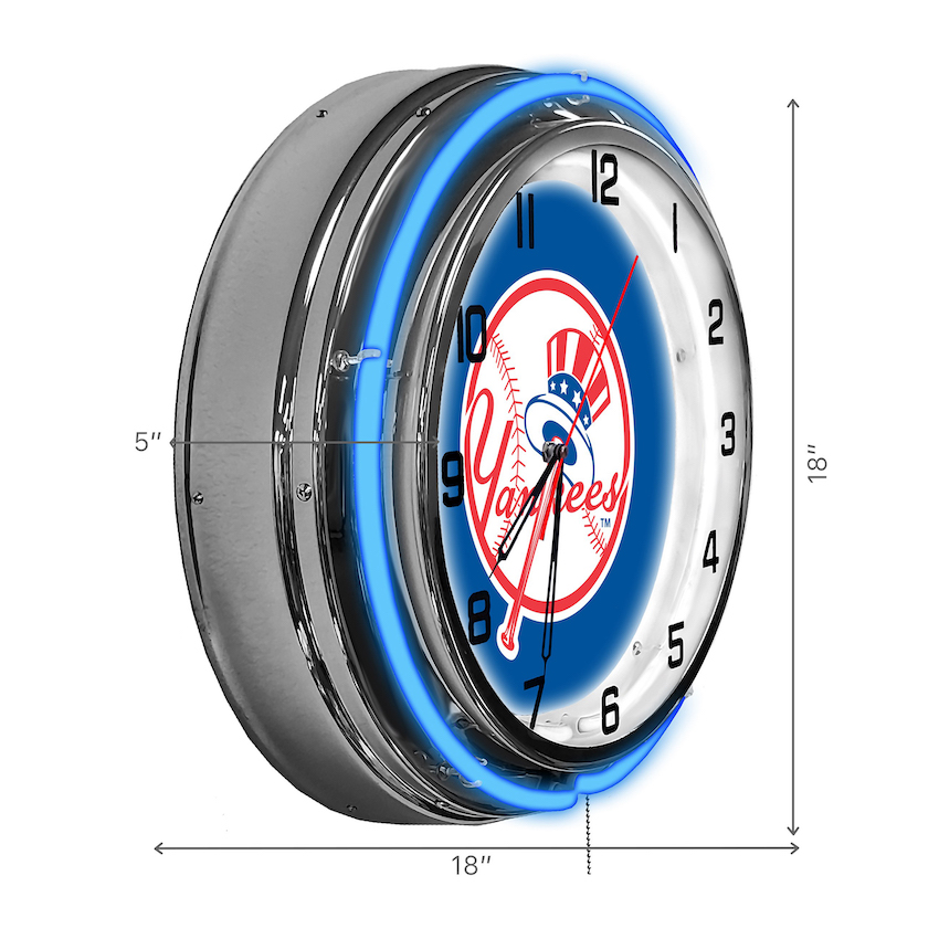 New York Yankees Chrome NEON Clock 18 inch