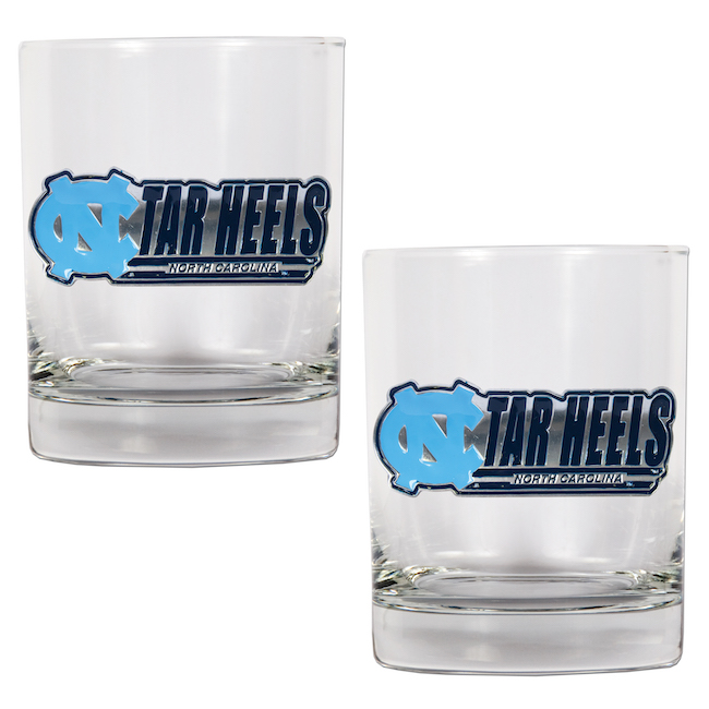 North Carolina Tar Heels NCAA Logo 2pc Rocks Glass Set