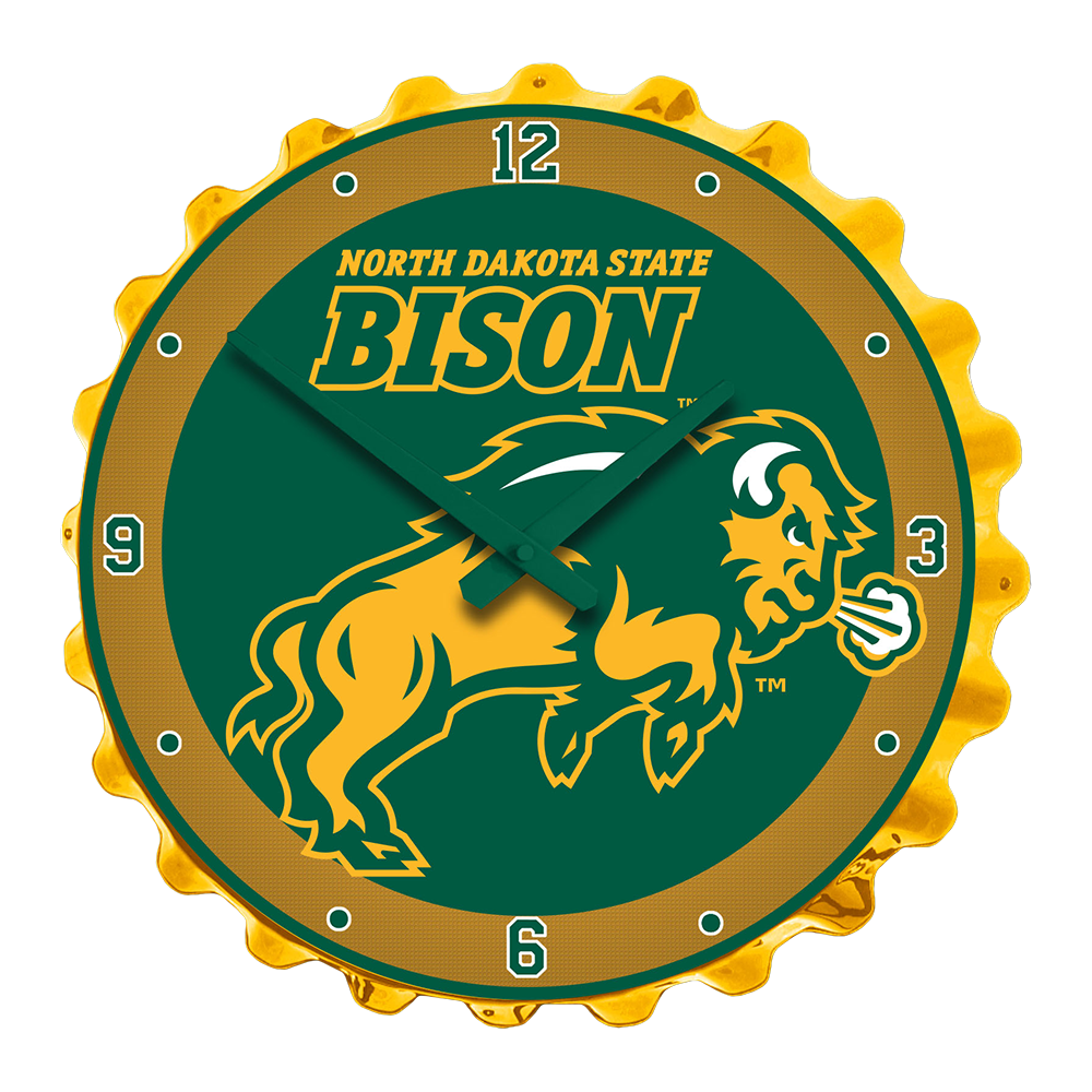 North Dakota State Bison Bottle Cap Wall Clock