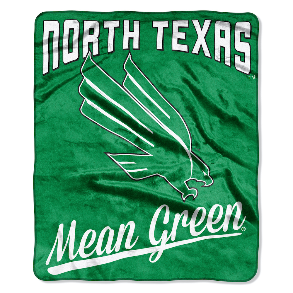 North Texas Mean Green Plush Fleece Raschel Blanket 50 x 60