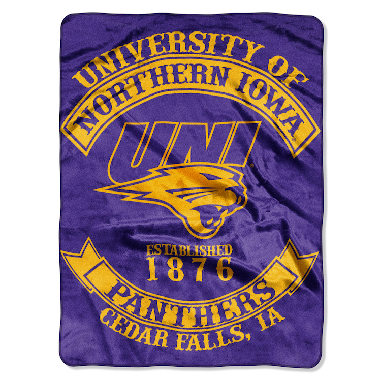 Northern Iowa Panthers Large Plush Fleece Raschel Blanket 60 x 80