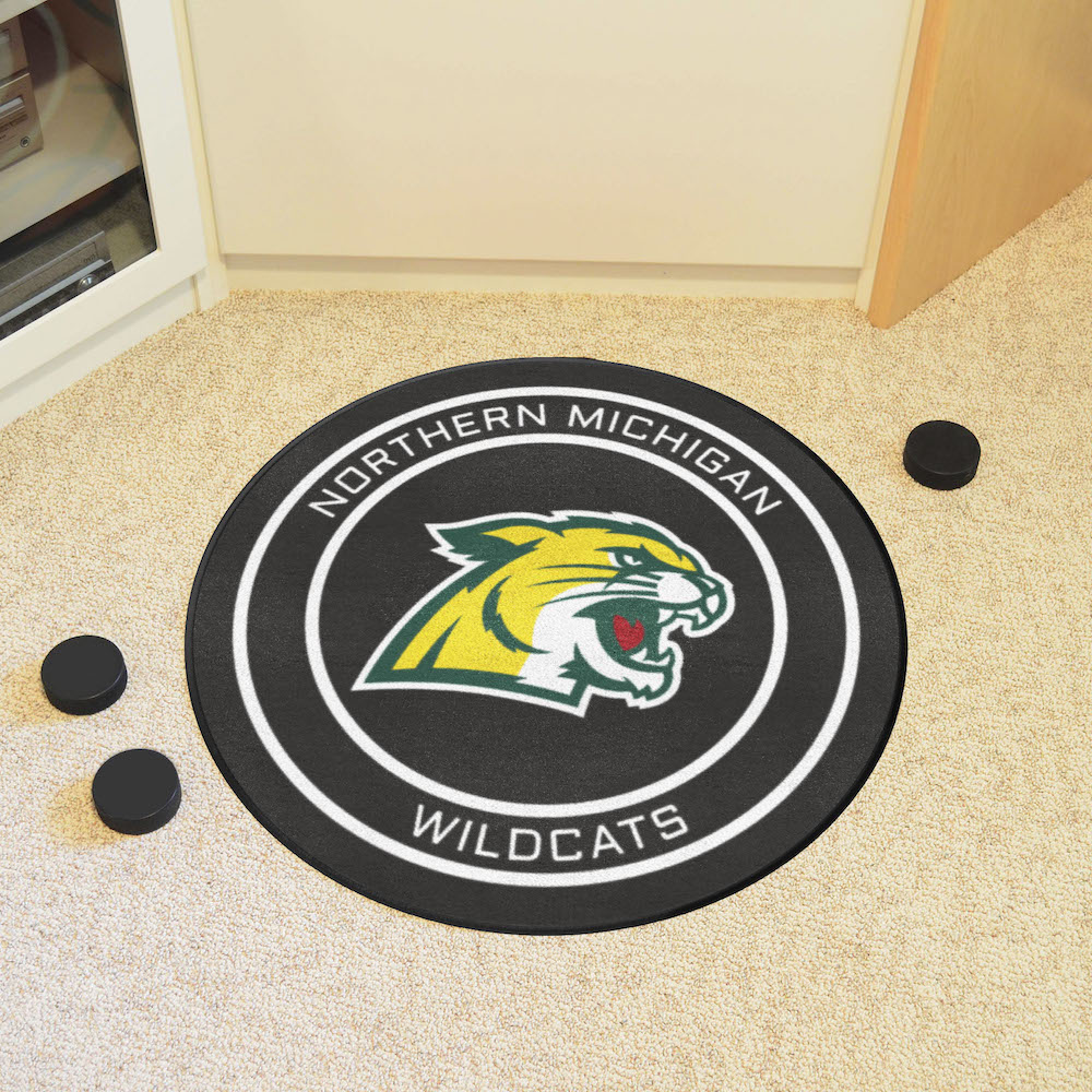 Northern Michigan Wildcats Round Hockey Puck Mat