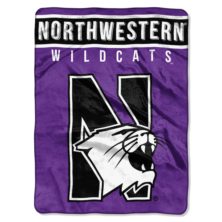 Northwestern Wildcats Large Plush Fleece OVERTIME 60 x 80 Blanket