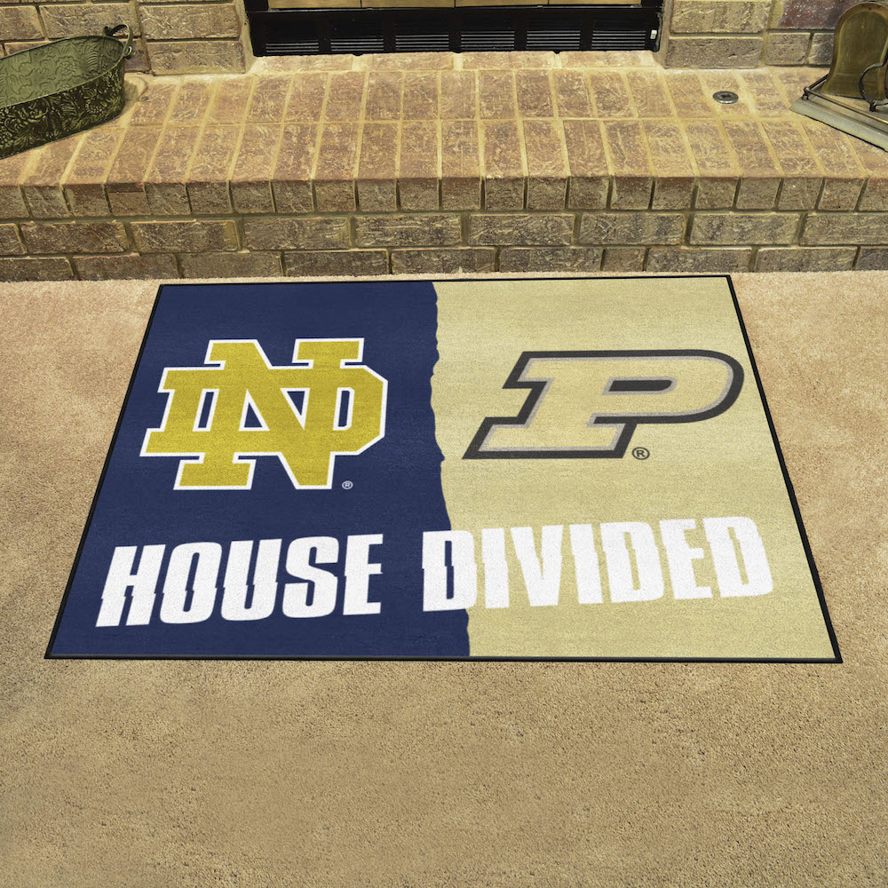 NCAA House Divided Rivalry Rug Notre Dame Fighting Irish - Purdue Boilermakers