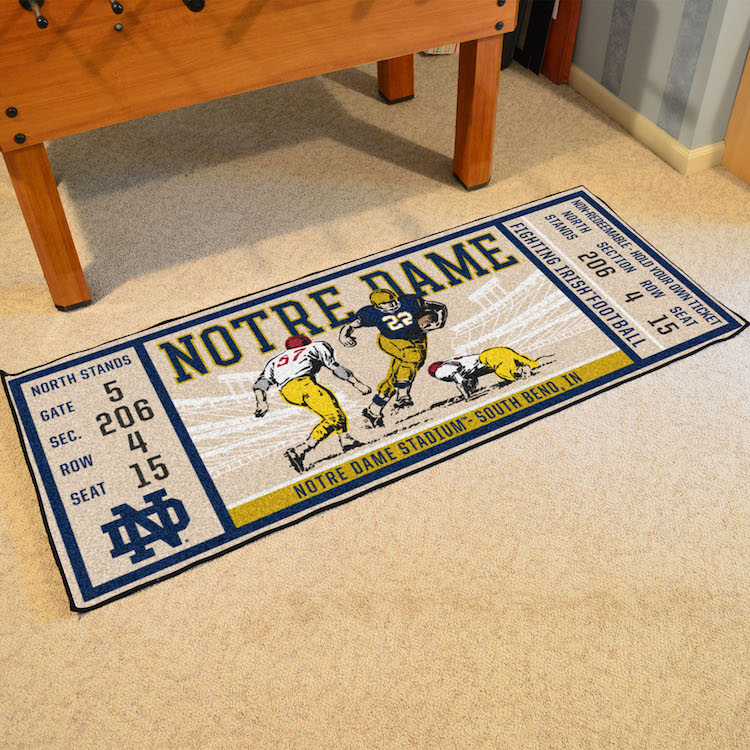 Notre Dame Fighting Irish 30 x 72 Game Ticket Carpet Runner