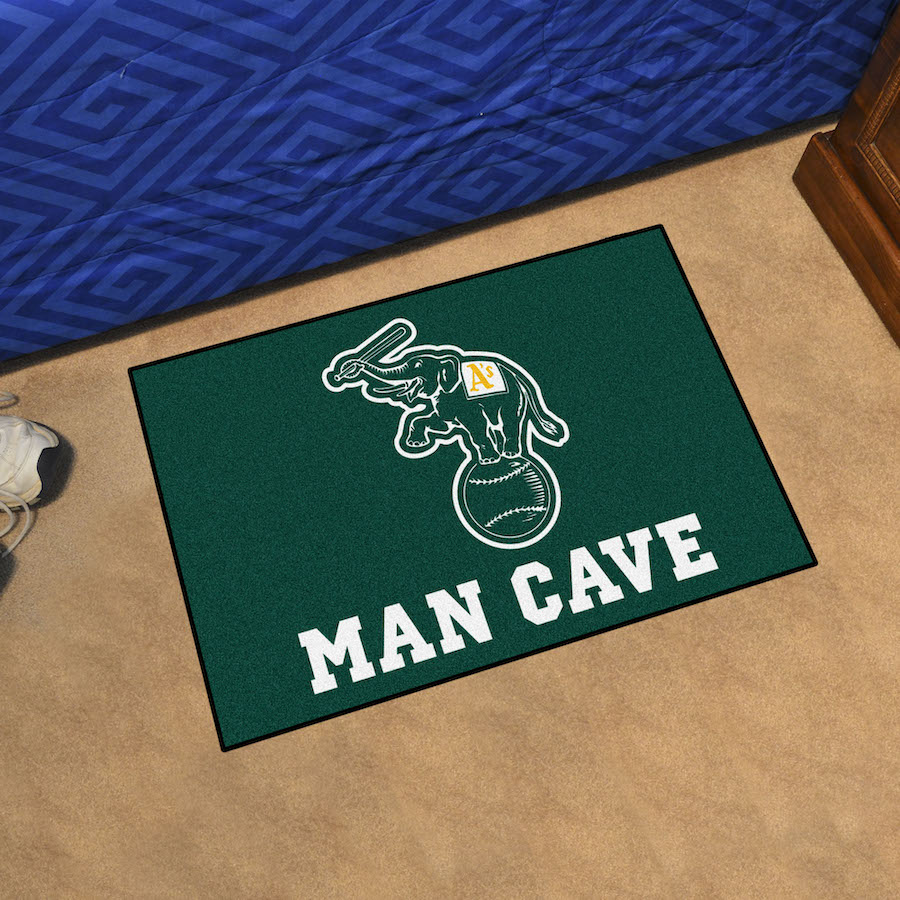 Oakland A's ALT LOGO MAN CAVE 20 x 30 STARTER Floor Mat