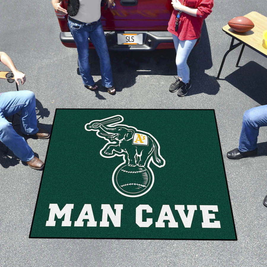 Oakland A's ALT LOGO MAN CAVE TAILGATER 60 x 72 Rug