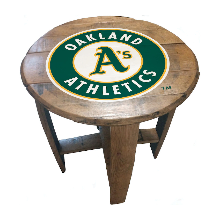 Oakland A's Oak Barrel Table