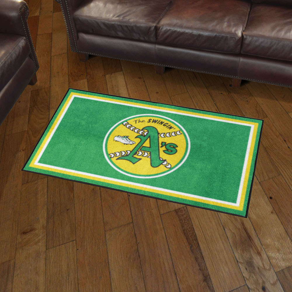 Oakland A's MLBCC Vintage 3x5 Area Rug Throwback Logo