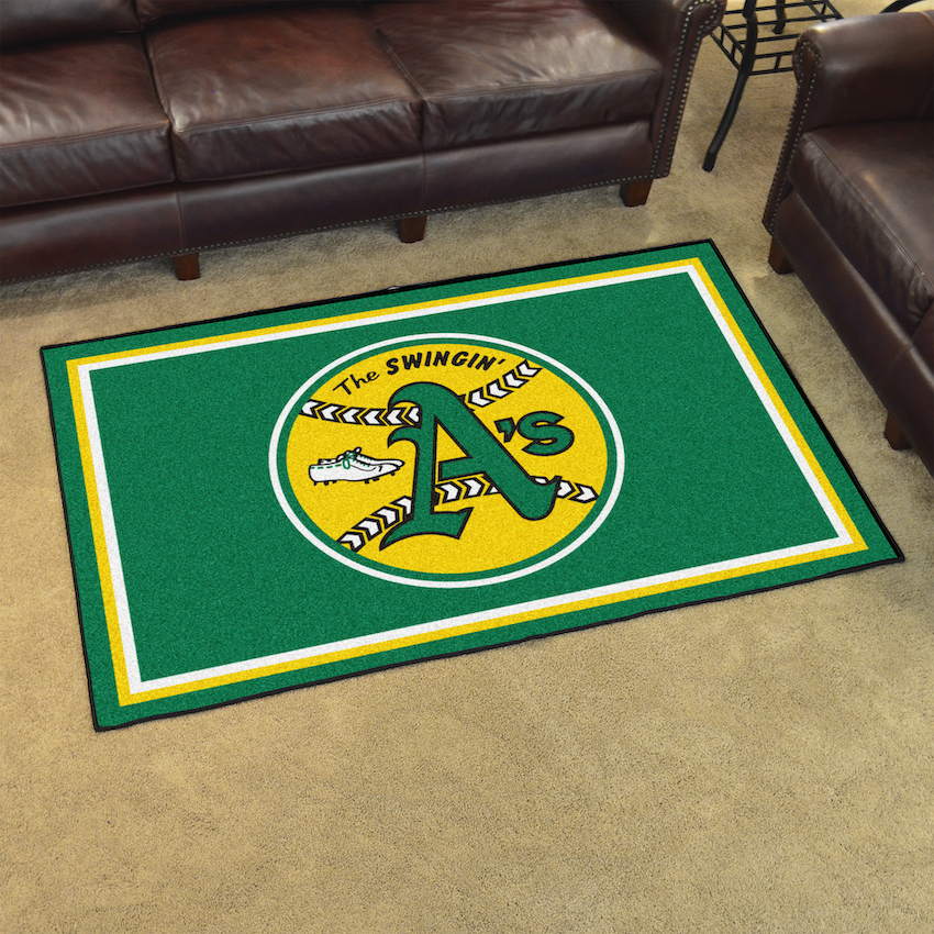 Oakland A's MLBCC Vintage 4x6 Area Rug Throwback Logo