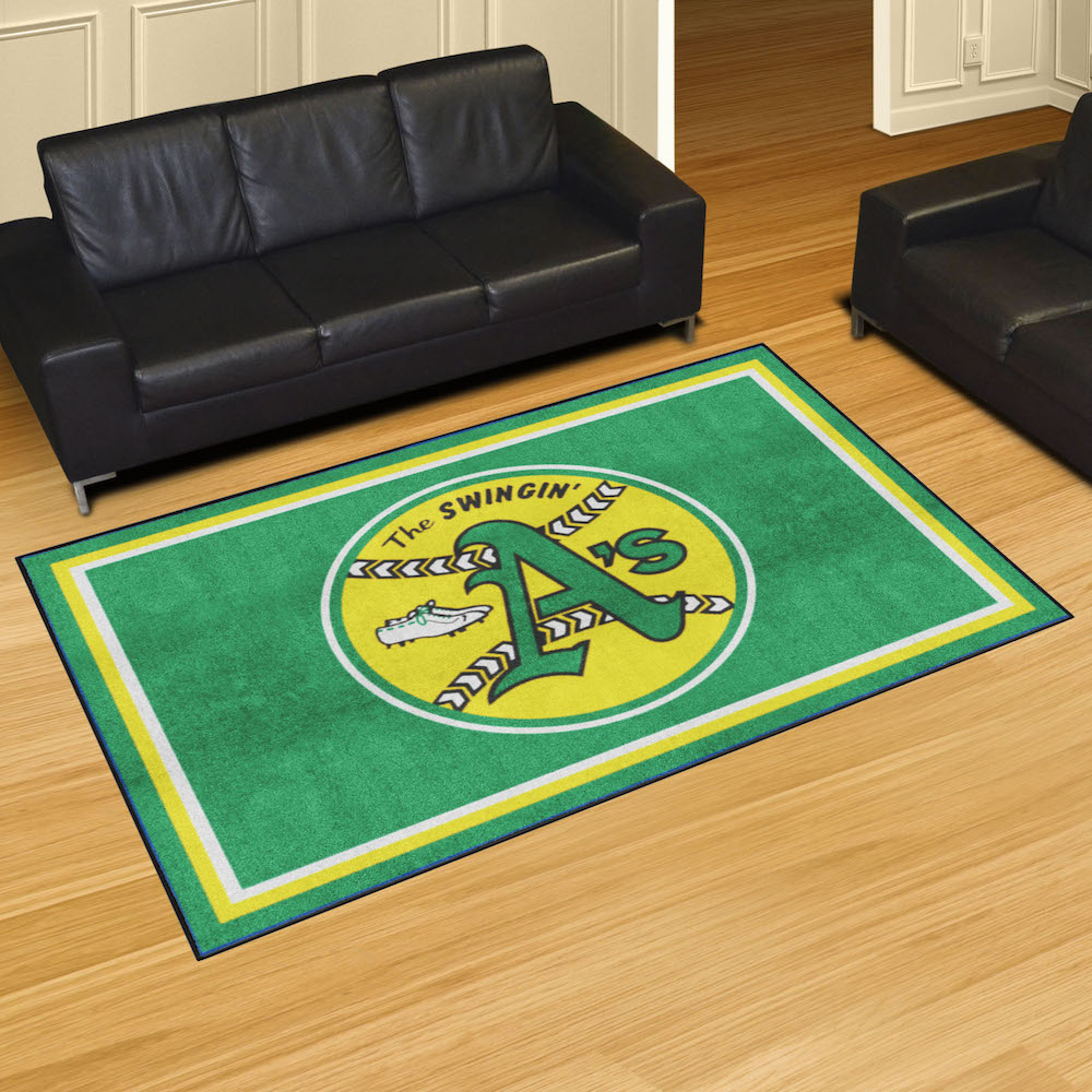 Oakland A's MLBCC Vintage 5x8 Area Rug Throwback Logo