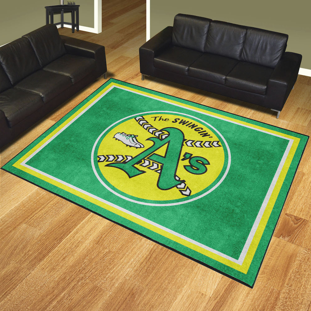 Oakland A's MLBCC Vintage Ultra Plush 8x10 Area Rug Throwback Logo