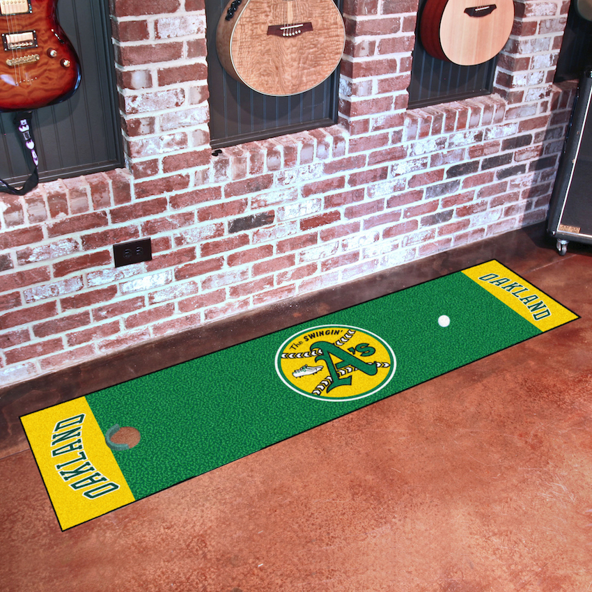 Oakland A's MLBCC Vintage 18 x 72 in Putting Green Mat with Throwback Logo