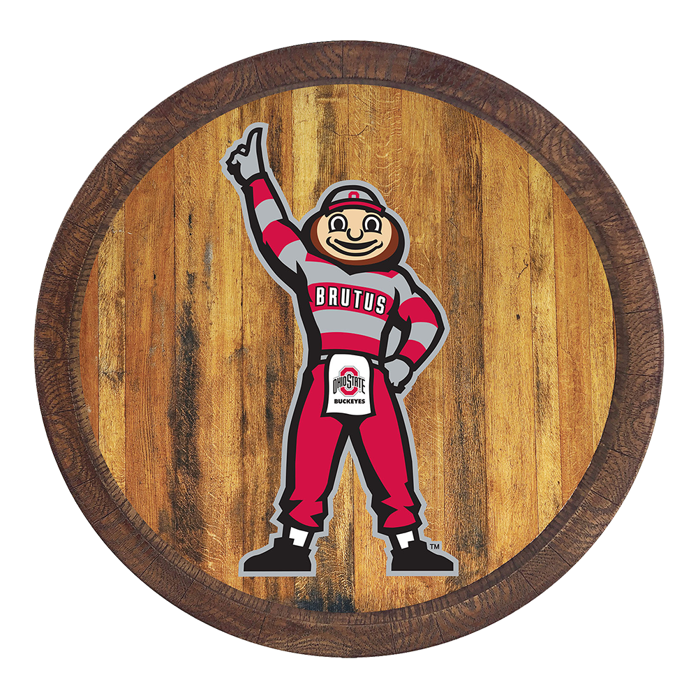 Ohio State Buckeyes Brutus FAUX Barrel Top Sign