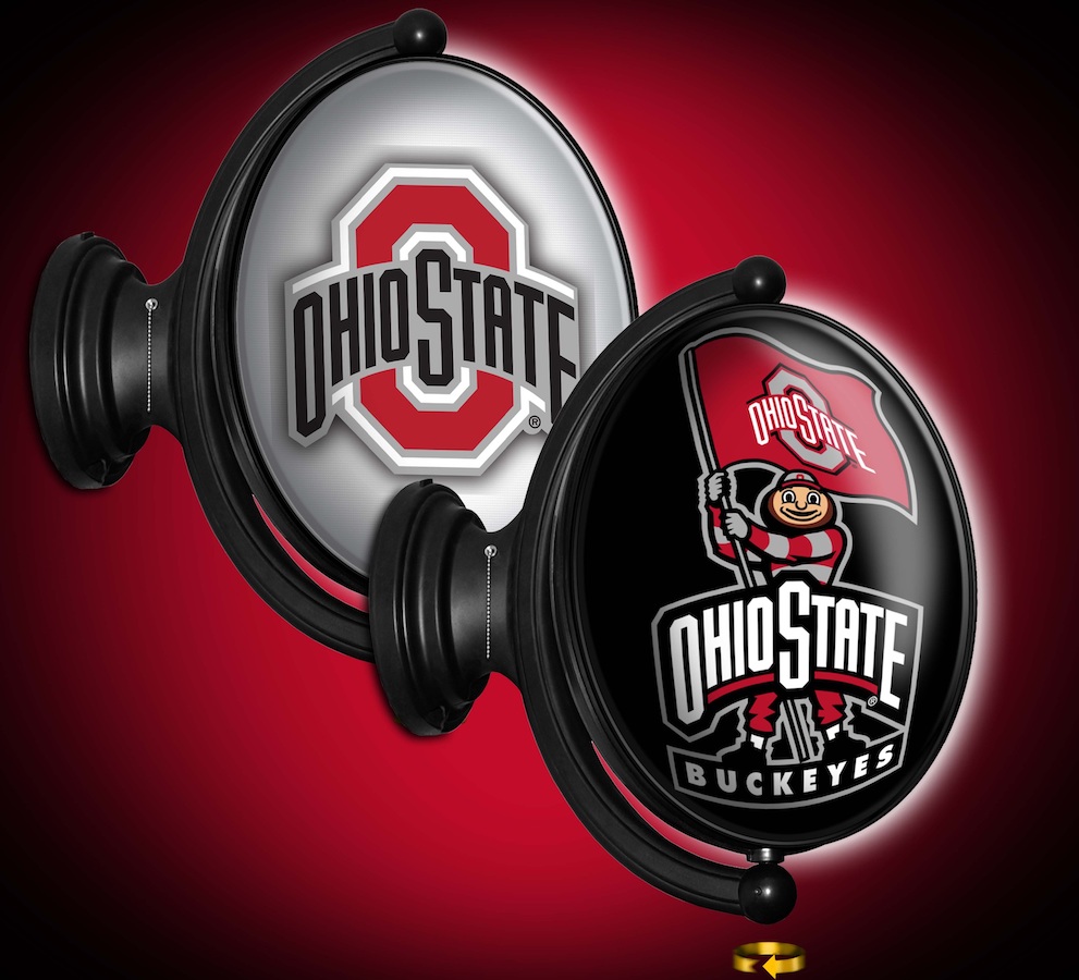 Ohio State Buckeyes LED Rotating Wall Sign ~ OVAL 2 SIDED