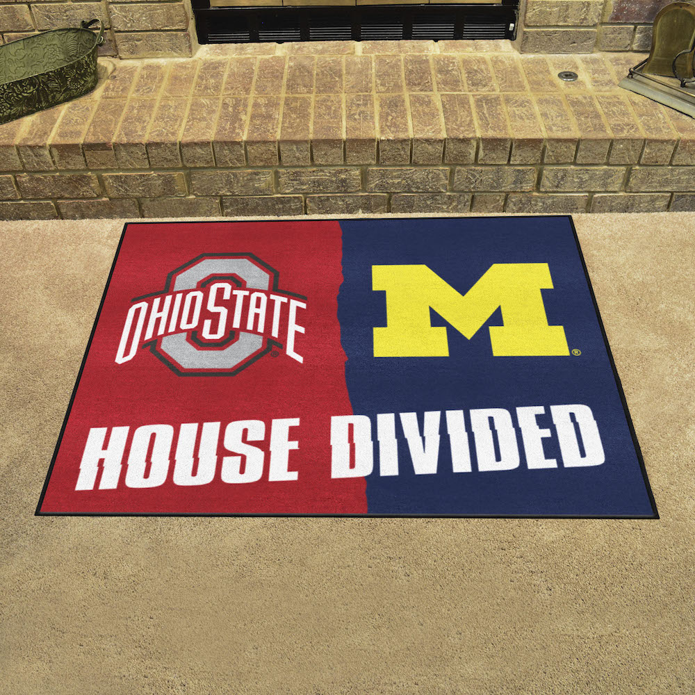 NCAA House Divided Rivalry Rug Ohio State Buckeyes - Michigan Wolverines