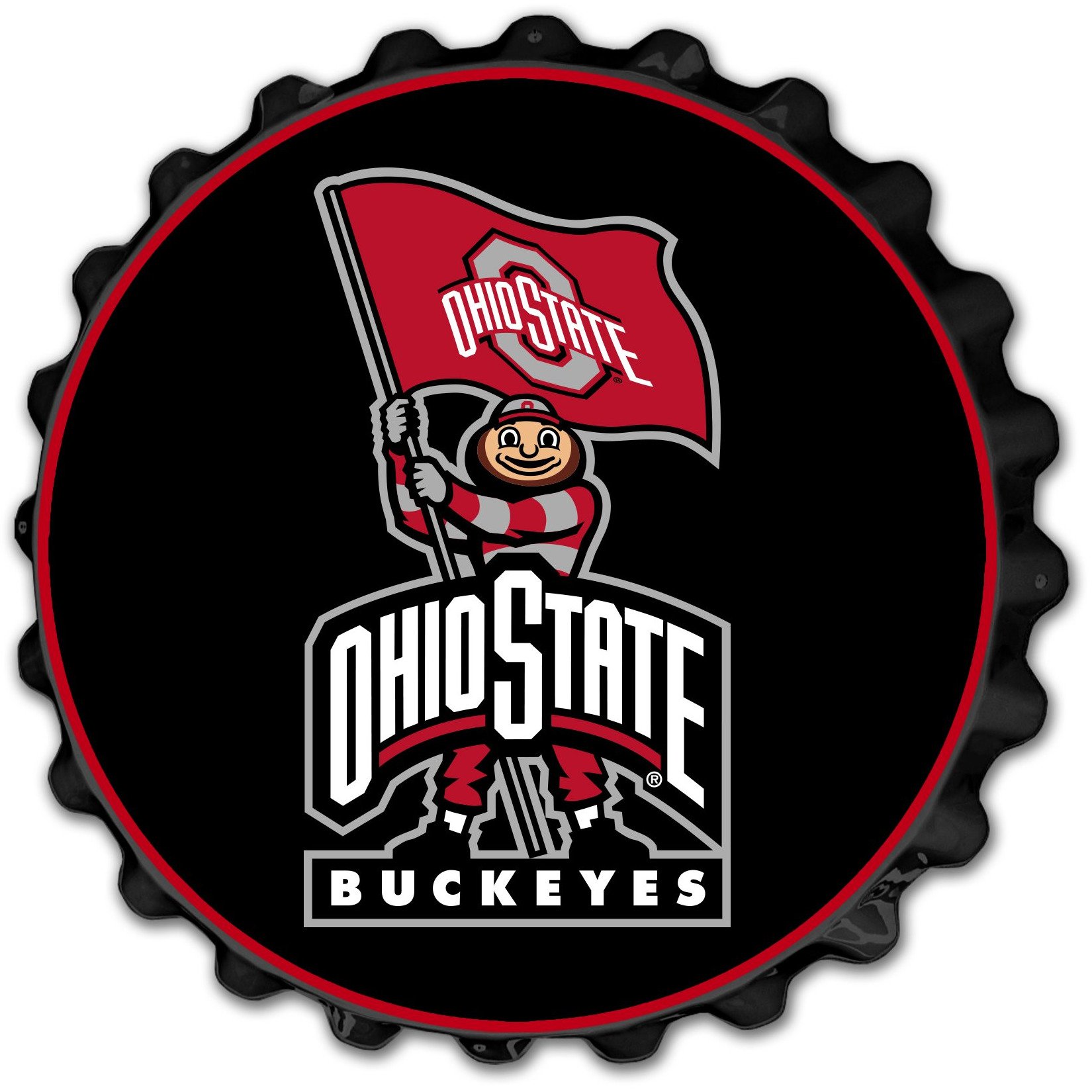 Ohio State Buckeyes BRUTUS Bottle Cap Wall Sign