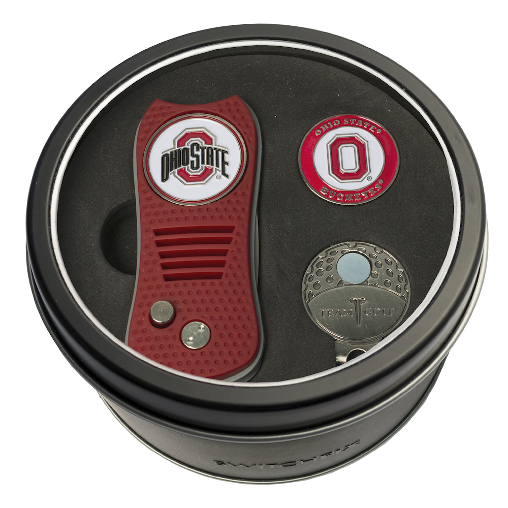 Ohio State Buckeyes Switchblade Divot Tool Cap Clip and Ball Marker Gift Pack