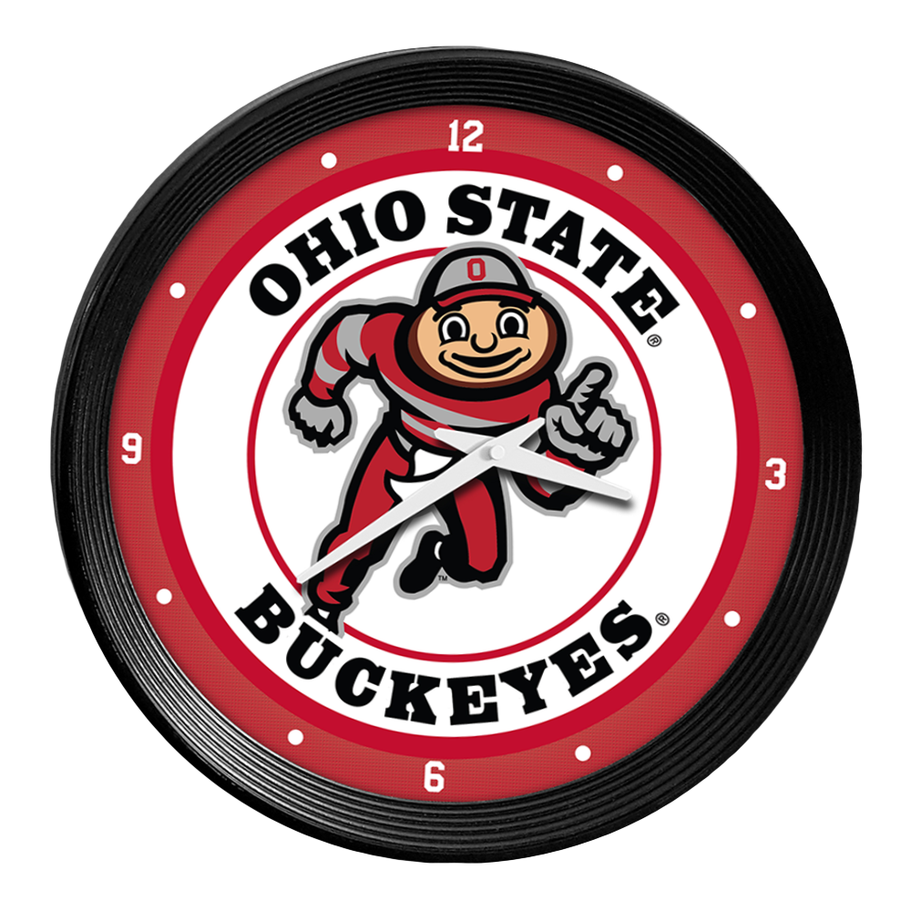 Ohio State Buckeyes Ribbed Frame Wall Clock