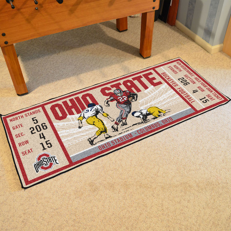 Ohio State Buckeyes 30 x 72 Game Ticket Carpet Runner