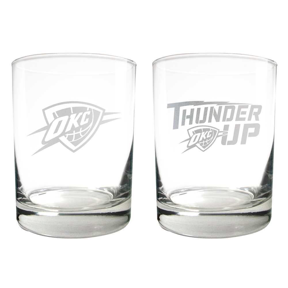 Oklahoma City Thunder 2pc Rocks Glass Set