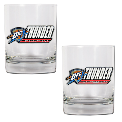 Oklahoma City Thunder NBA Logo 2pc Rocks Glass Set