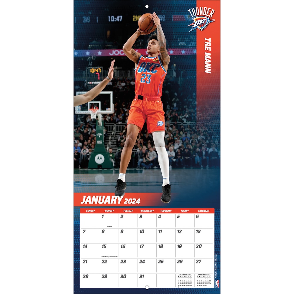 Oklahoma City Thunder 2025 NBA Team Wall Calendar Buy at KHC Sports