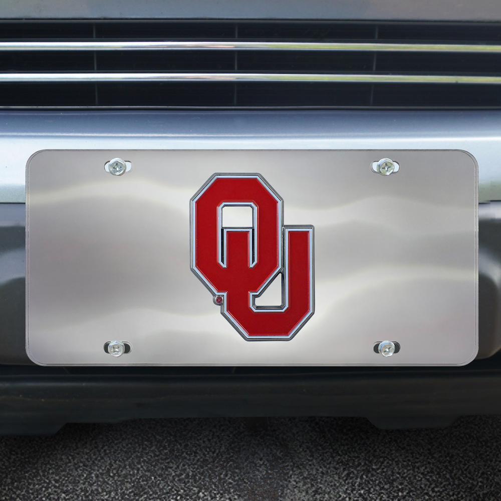 Oklahoma Sooners Stainless Steel Die-cast License Plate