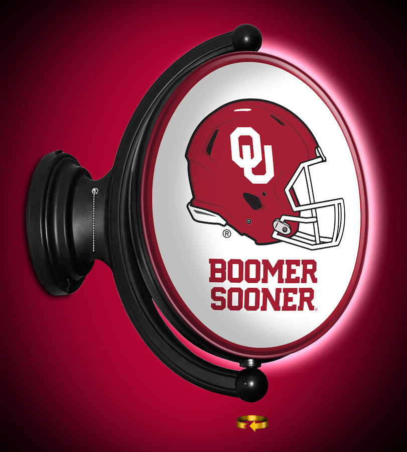 Oklahoma Sooners LED Rotating Wall Sign ~ OVAL HELMET