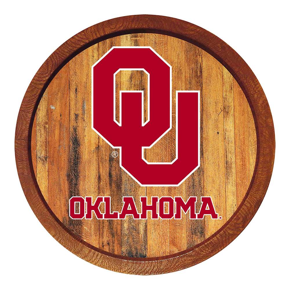 Oklahoma Sooners FAUX Barrel Top Sign