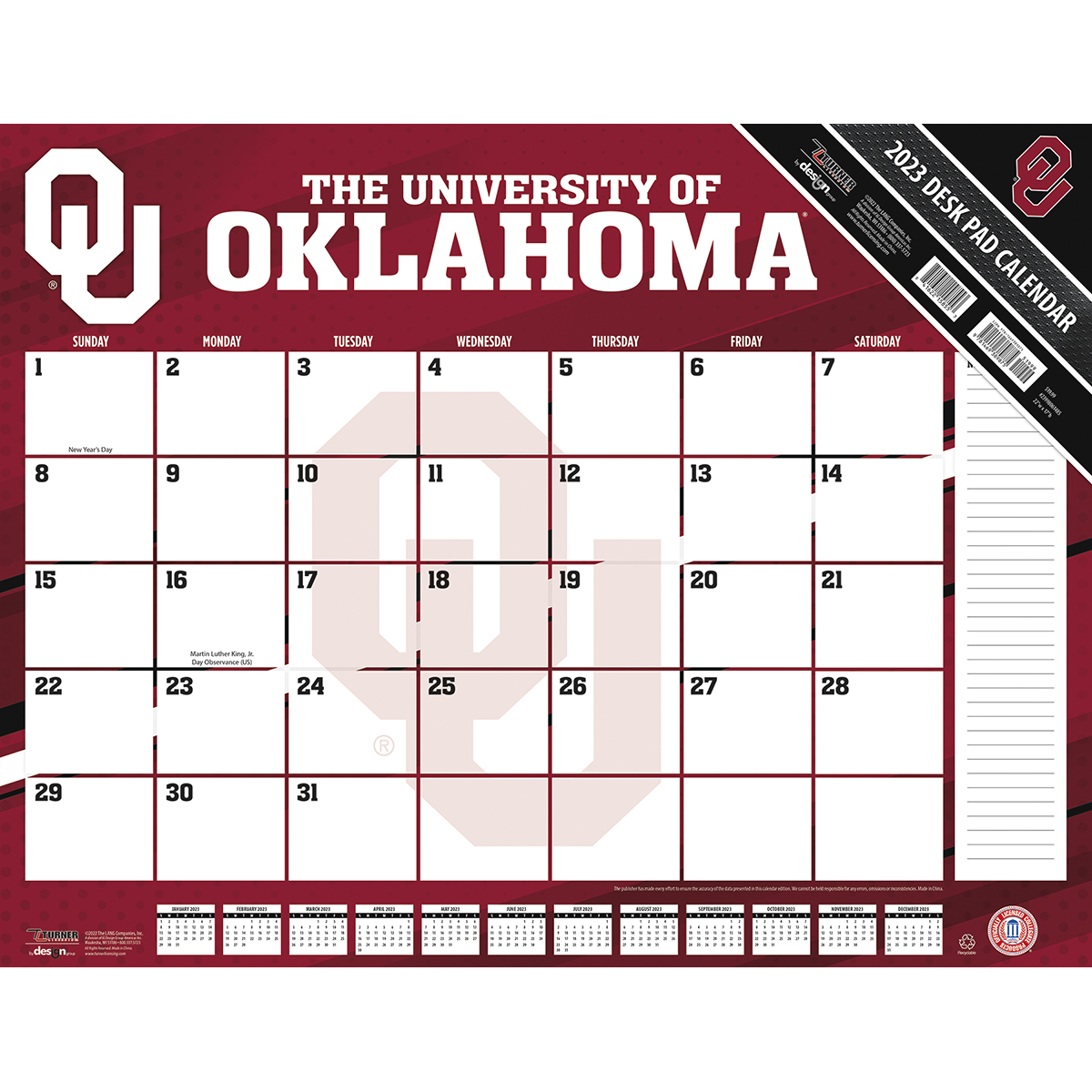 Oklahoma Sooners 2023 NCAA 22 X 17 Desk Calendar - Buy at KHC Sports