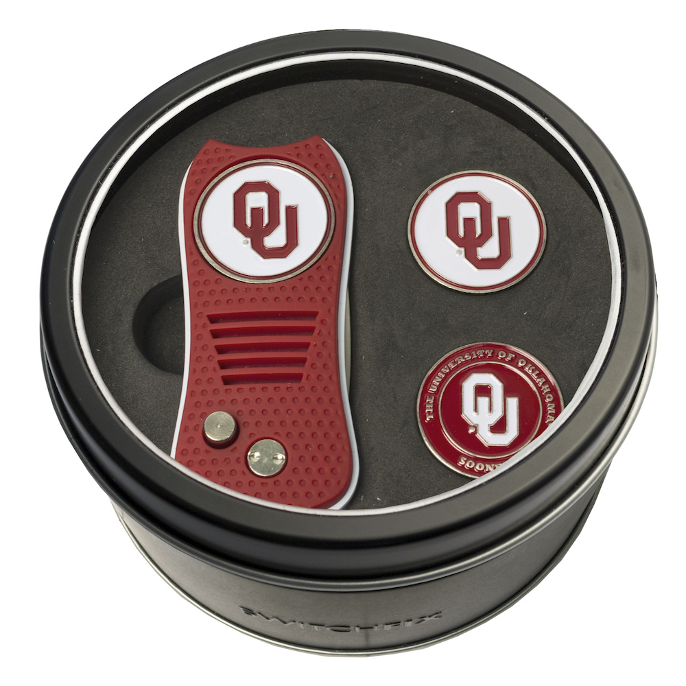 Oklahoma Sooners Switchblade Divot Tool and 2 Ball Marker Gift Pack