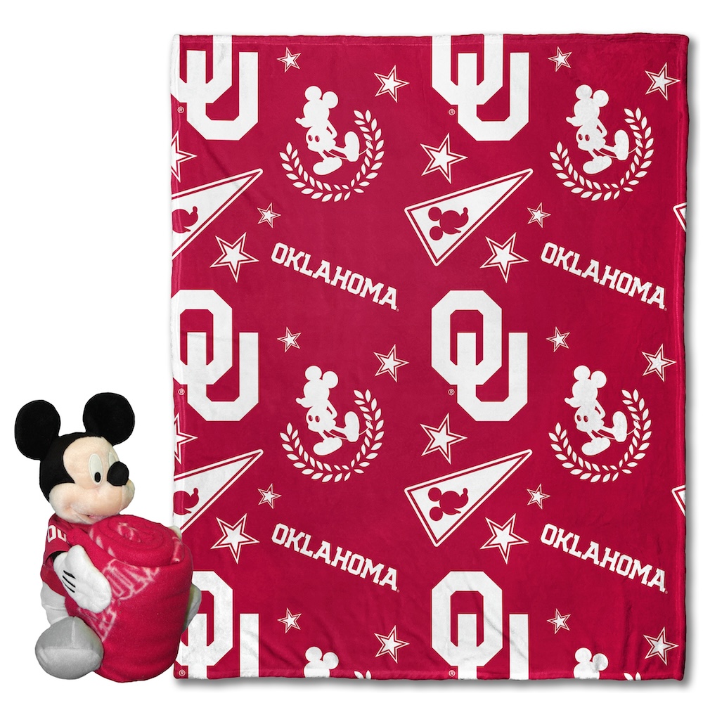 Oklahoma Sooners Disney Mickey Mouse Hugger and Silk Blanket Set