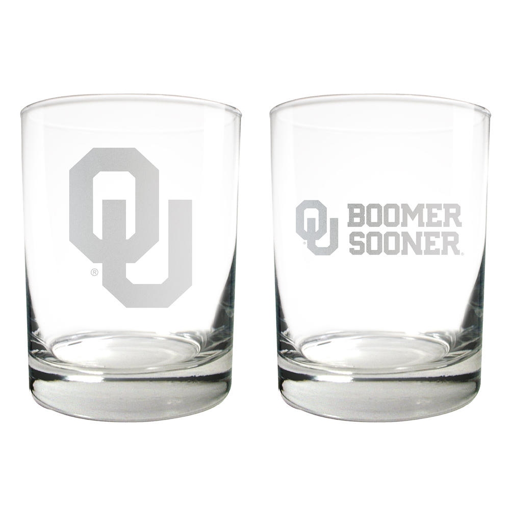 Oklahoma Sooners 2pc Rocks Glass Set