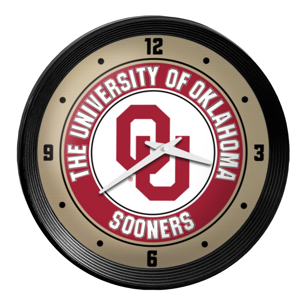 Oklahoma Sooners Ribbed Frame Wall Clock