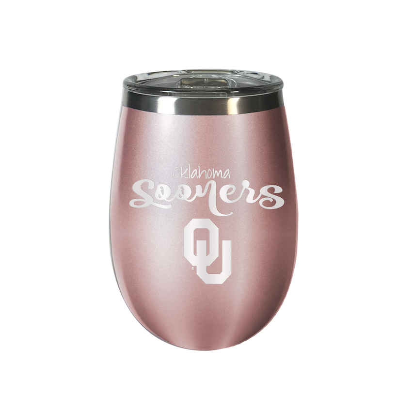 Oklahoma Sooners 10 oz Rose Gold Wine Tumbler