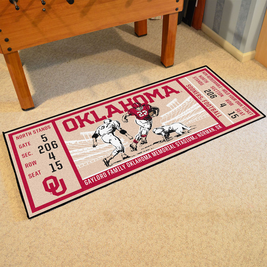 Oklahoma Sooners 30 x 72 Game Ticket Carpet Runner